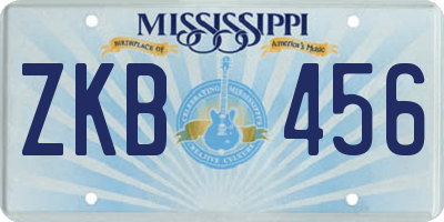 MS license plate ZKB456