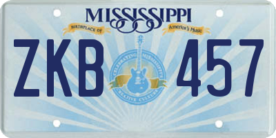 MS license plate ZKB457