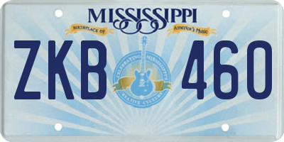 MS license plate ZKB460
