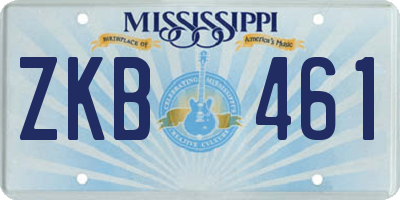 MS license plate ZKB461