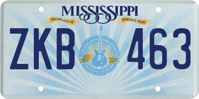 MS license plate ZKB463