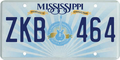 MS license plate ZKB464