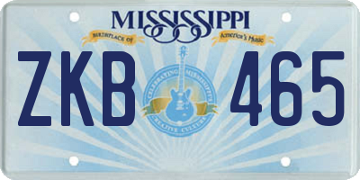 MS license plate ZKB465