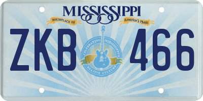 MS license plate ZKB466