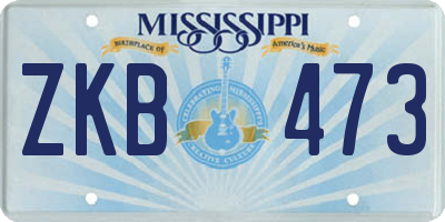 MS license plate ZKB473