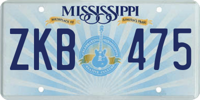 MS license plate ZKB475