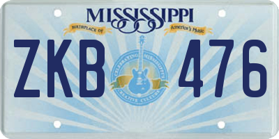 MS license plate ZKB476