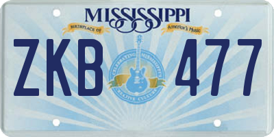 MS license plate ZKB477