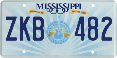 MS license plate ZKB482