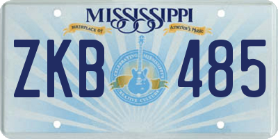 MS license plate ZKB485