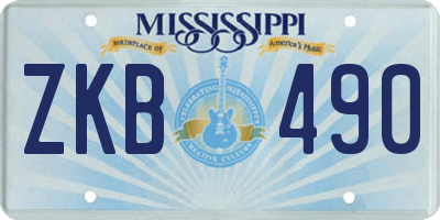 MS license plate ZKB490