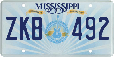 MS license plate ZKB492