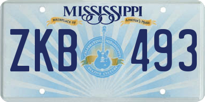 MS license plate ZKB493