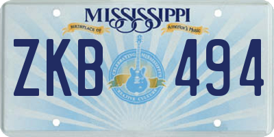 MS license plate ZKB494