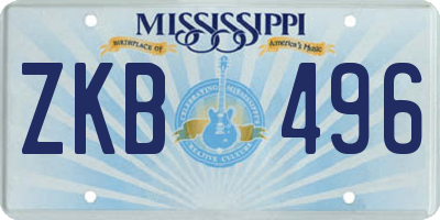MS license plate ZKB496