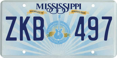 MS license plate ZKB497