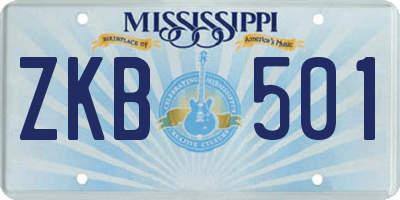 MS license plate ZKB501