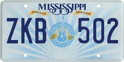 MS license plate ZKB502