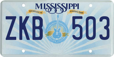 MS license plate ZKB503