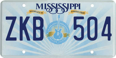 MS license plate ZKB504