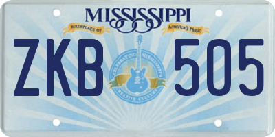 MS license plate ZKB505