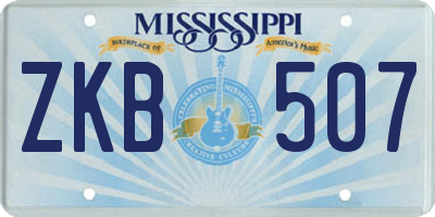 MS license plate ZKB507