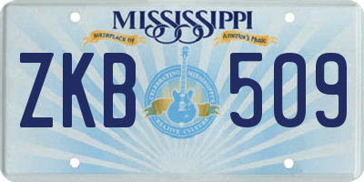 MS license plate ZKB509
