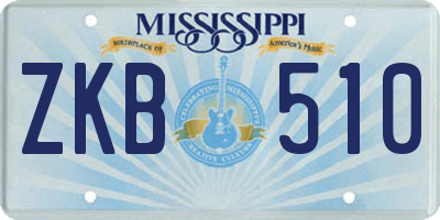 MS license plate ZKB510