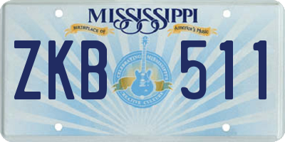 MS license plate ZKB511