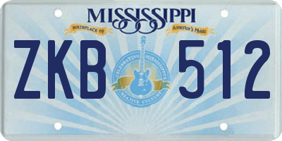 MS license plate ZKB512