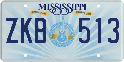 MS license plate ZKB513