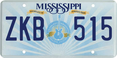 MS license plate ZKB515