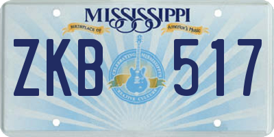 MS license plate ZKB517