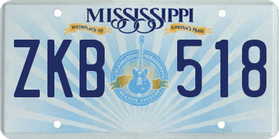MS license plate ZKB518