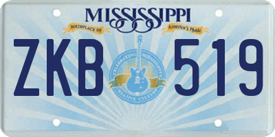 MS license plate ZKB519