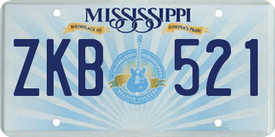 MS license plate ZKB521