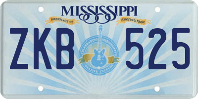 MS license plate ZKB525