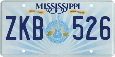 MS license plate ZKB526
