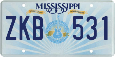 MS license plate ZKB531