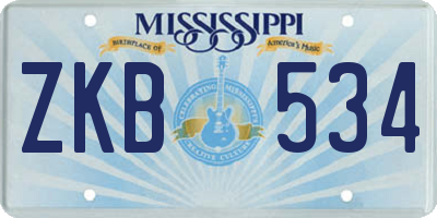 MS license plate ZKB534