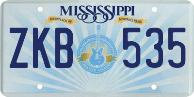 MS license plate ZKB535