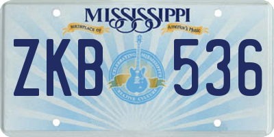 MS license plate ZKB536