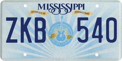 MS license plate ZKB540