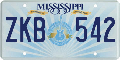MS license plate ZKB542