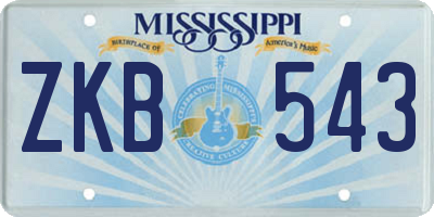 MS license plate ZKB543