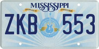 MS license plate ZKB553
