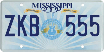 MS license plate ZKB555