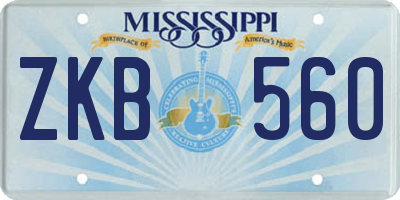 MS license plate ZKB560