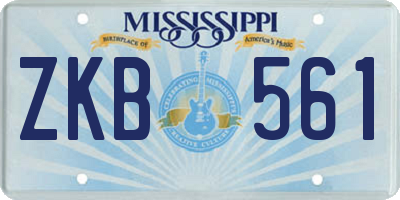 MS license plate ZKB561
