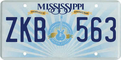 MS license plate ZKB563
